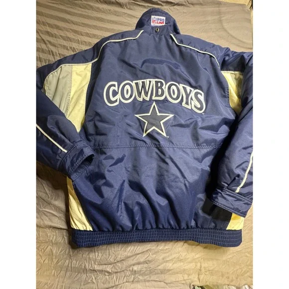 Vintage Nike NFL Pro Line Dallas Cowboys Puffer Jacket Navy Blue XL H60106 TMS - Picture 3 of 11